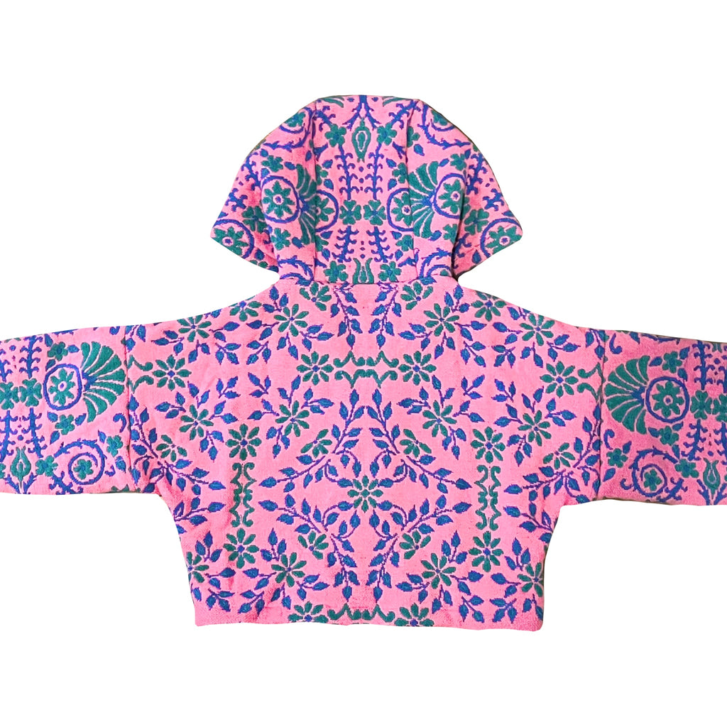 Pink Floral Zip-Up Hoodie