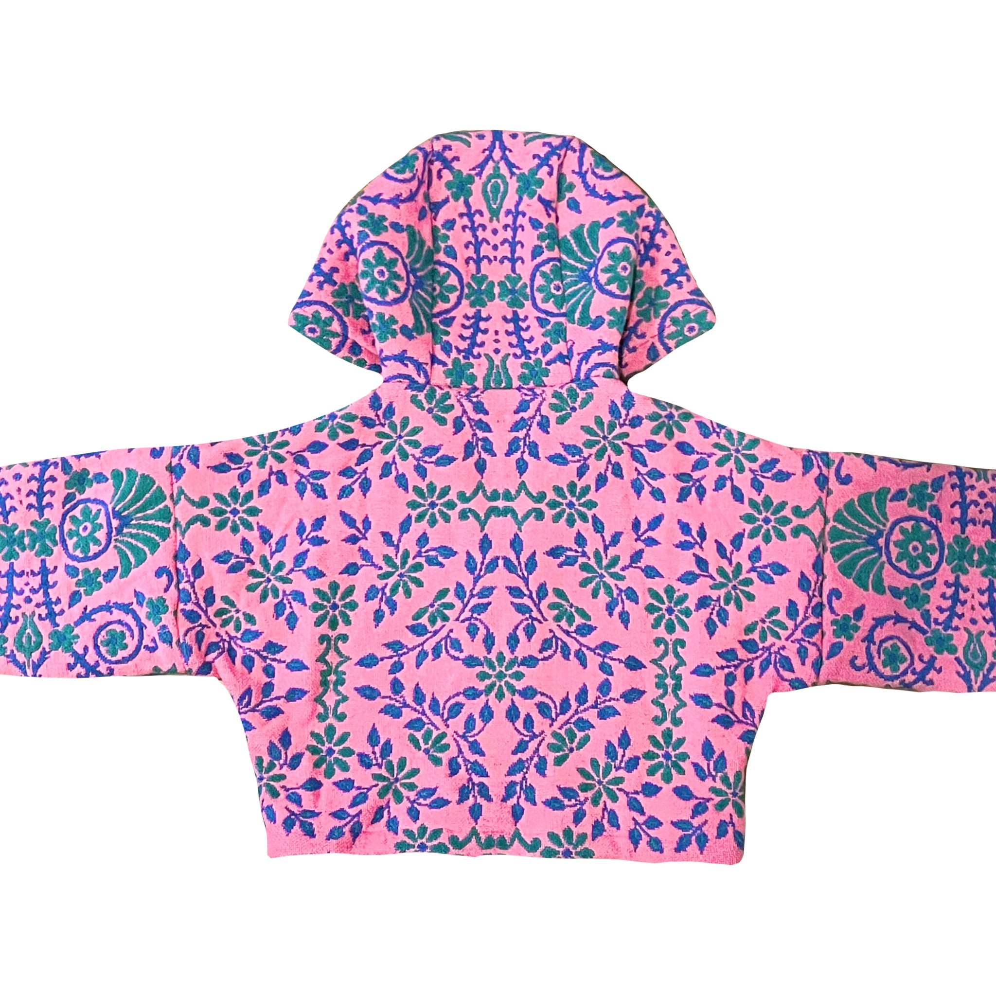 Pink Floral Zip-Up Hoodie