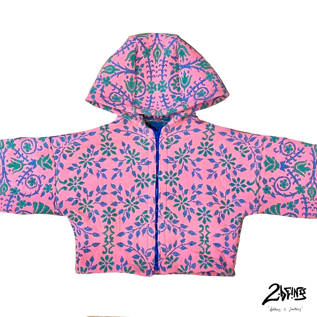 Pink Floral Zip-Up Hoodie