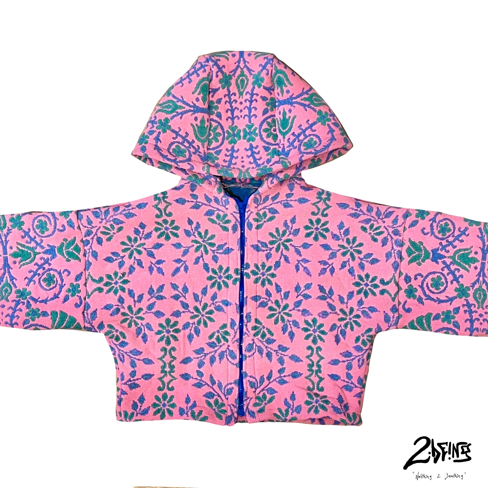 Pink Floral Zip-Up Hoodie