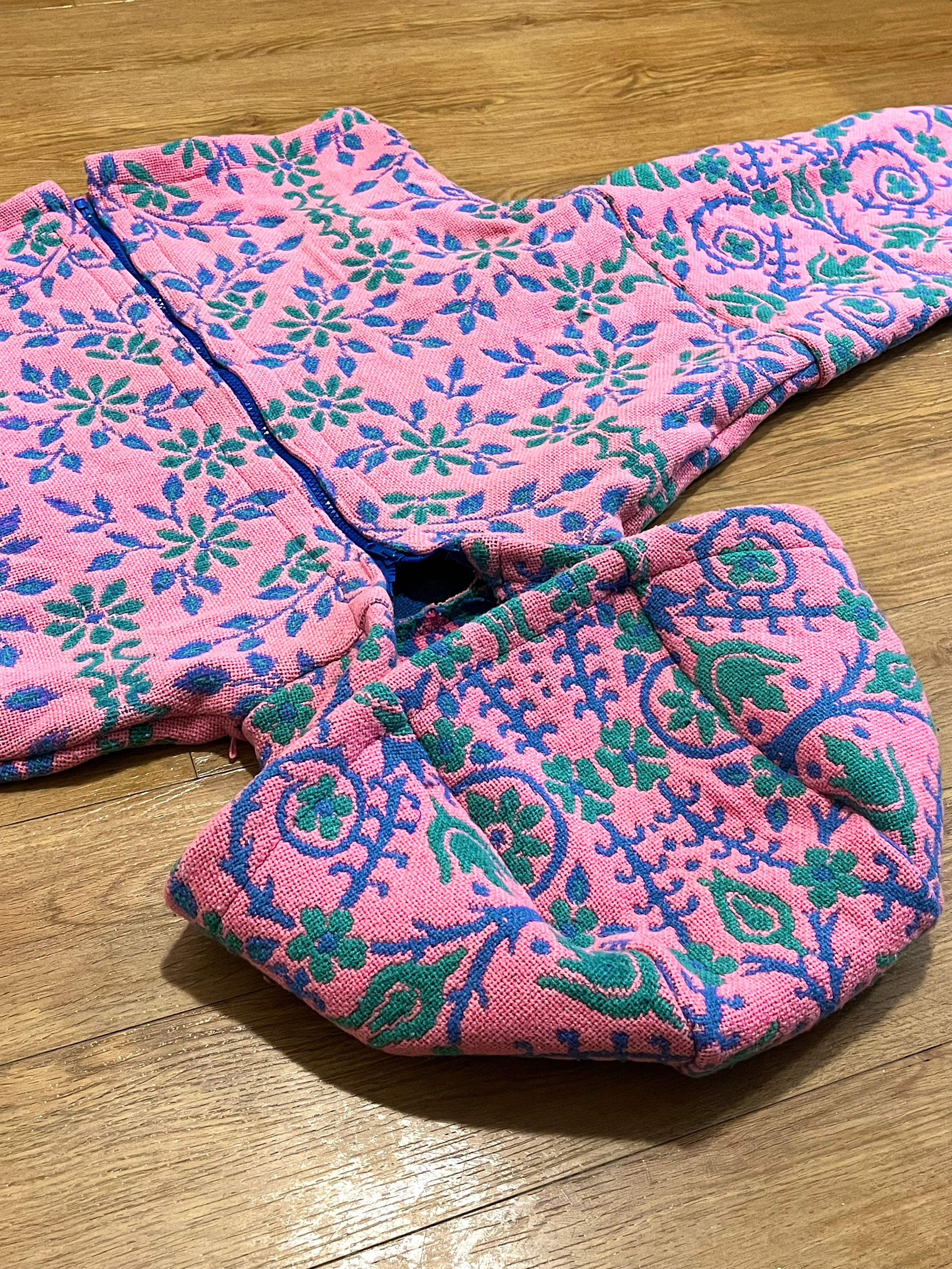 Pink Floral Zip-Up Hoodie